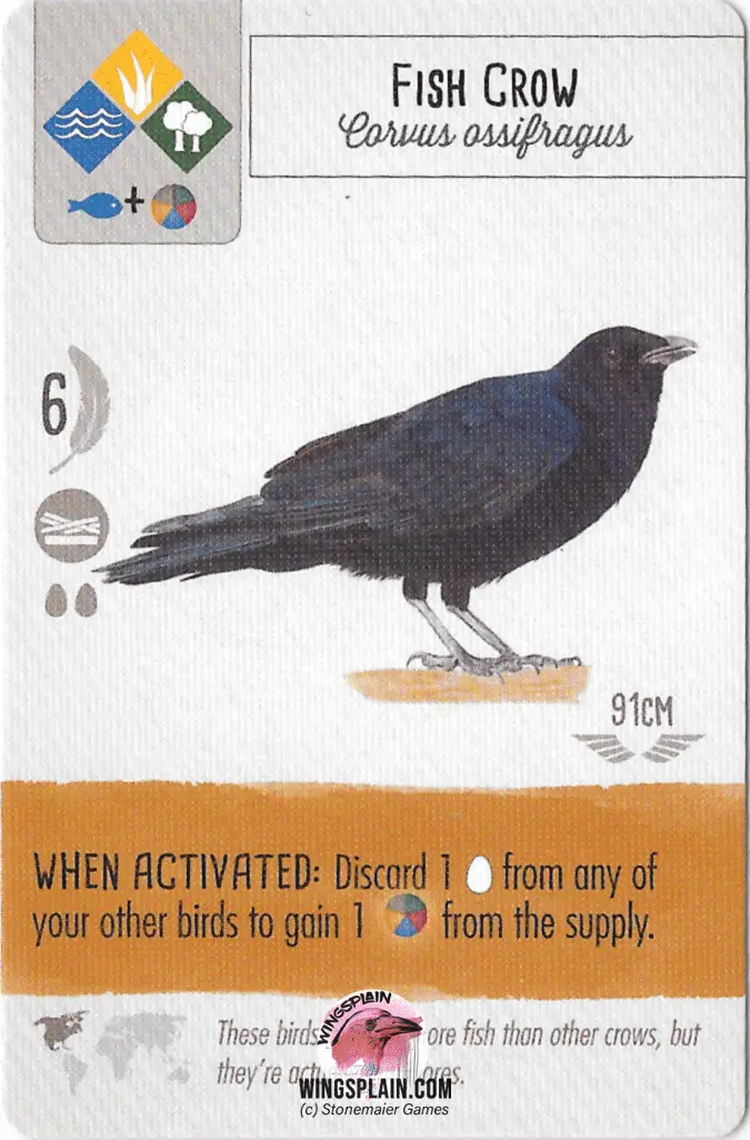 Wingspan Card - Fish Crow