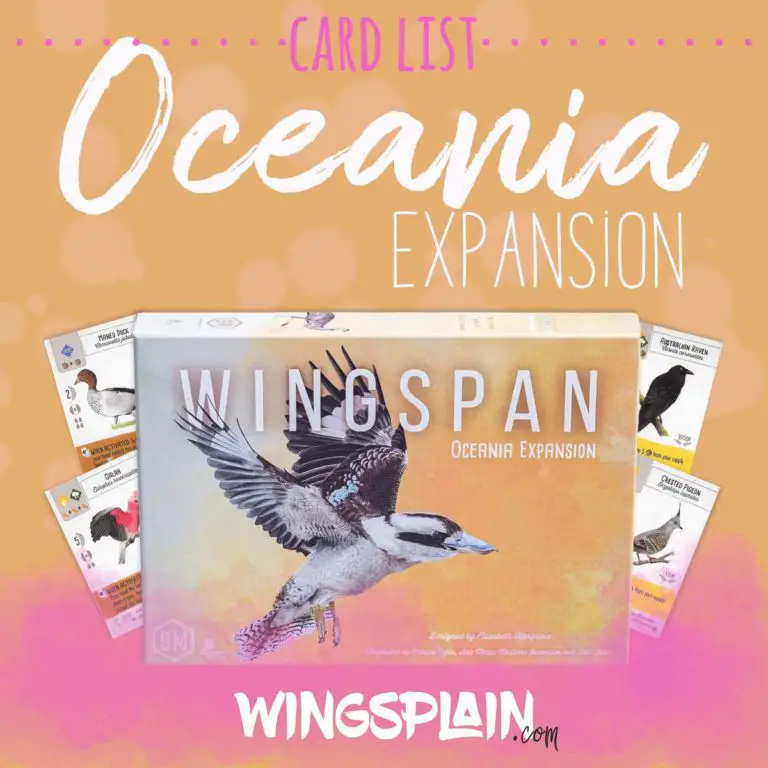 Wingspan Oceania Expansion Bird Card List