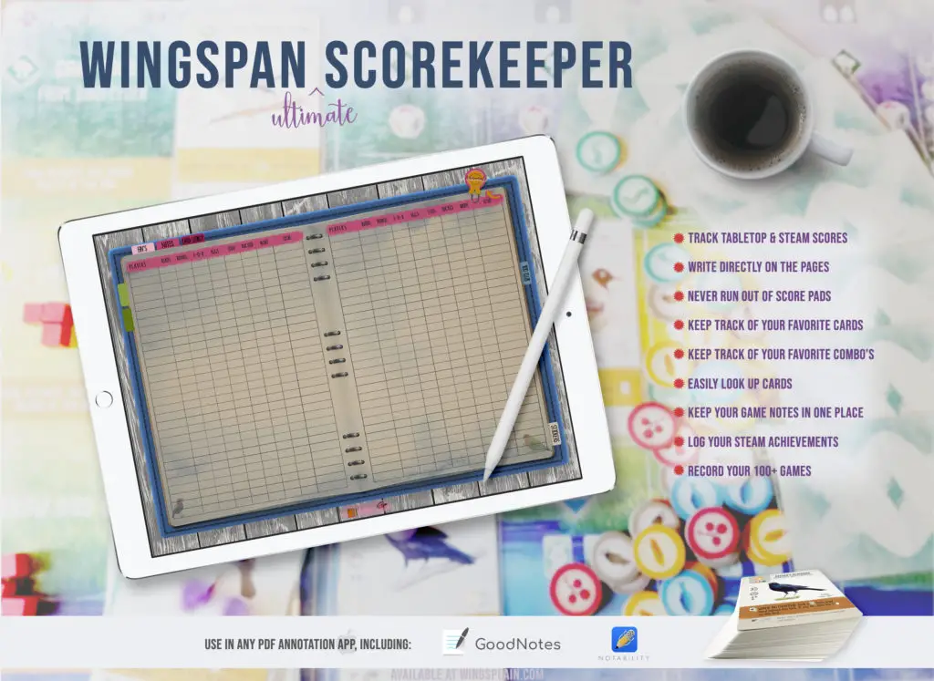 Wingspan Digital Scorepad iPad Goodnotes