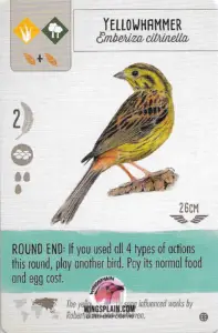 Wingspan Teal Powers Card - Yellowhammer